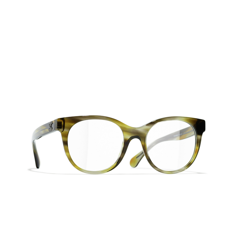 CHANEL cateye Eyeglasses 1729 green tortoise & grey