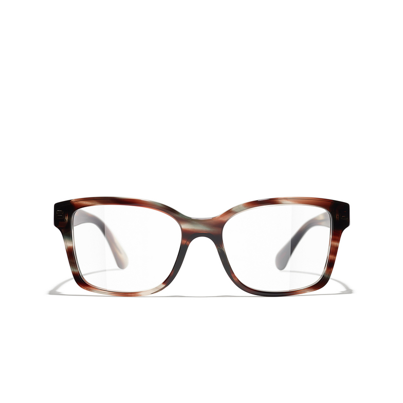 CHANEL square Eyeglasses 1727 brown tortoise & grey