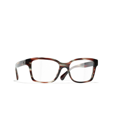 CHANEL square Eyeglasses 1727 brown tortoise & grey - three-quarters view