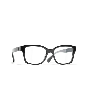CHANEL square Eyeglasses C888 black - three-quarters view