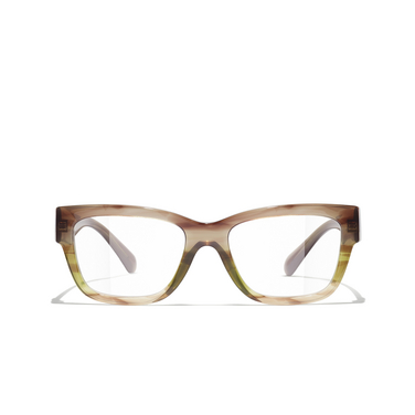 CHANEL rectangle Eyeglasses 1743 khaki & brown - front view