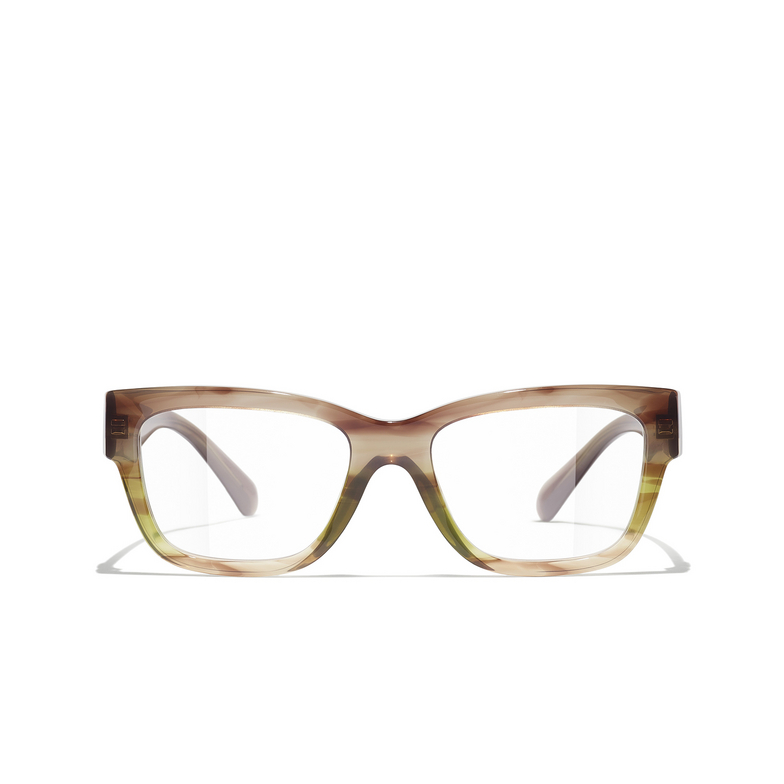 CHANEL rectangle Eyeglasses 1743 khaki & brown