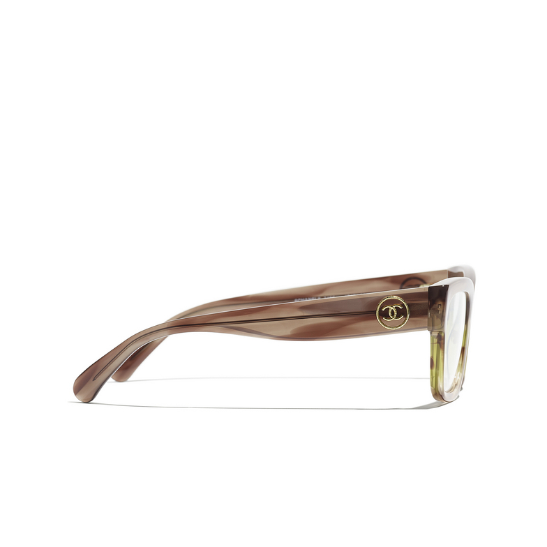 CHANEL rectangle Eyeglasses 1743 khaki & brown