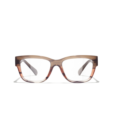CHANEL rectangle Eyeglasses 1744 brown & orange - front view