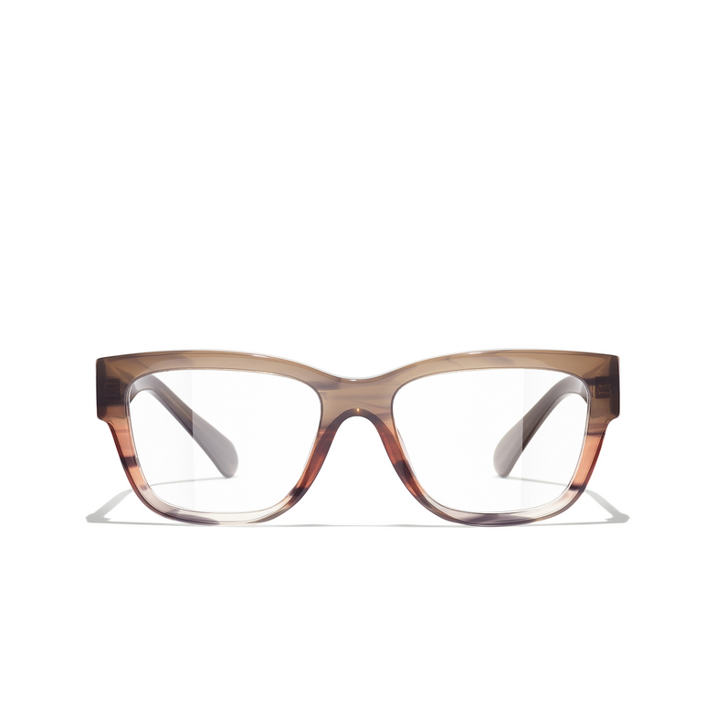 CHANEL rectangle Eyeglasses 1744 brown & orange