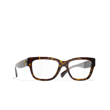 CHANEL rectangle Eyeglasses C714 dark tortoise - three-quarters view