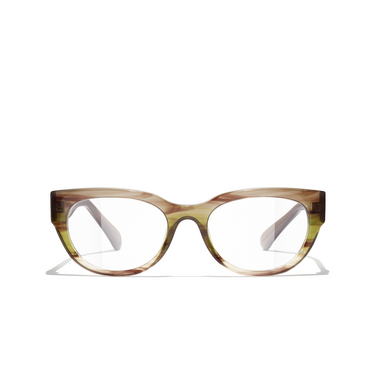 Optiques rectangles CHANEL 1743 khaki & brown - Vue de face