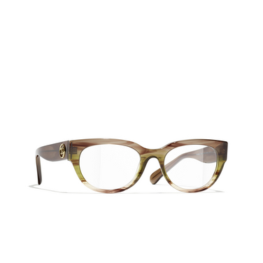 Optiques rectangles CHANEL 1743 khaki & brown - Vue trois quarts