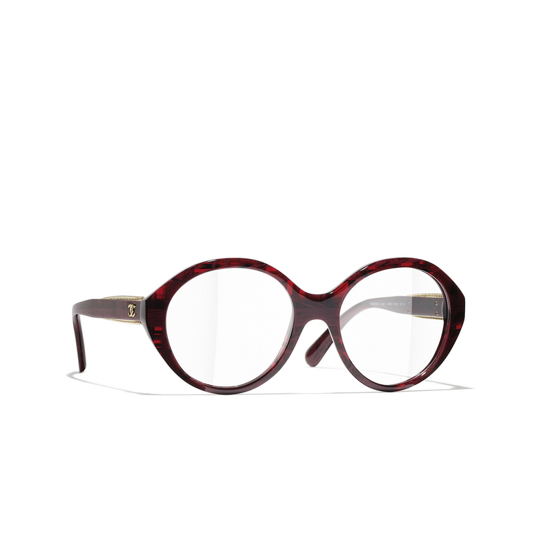 CHANEL round Eyeglasses 1665 red
