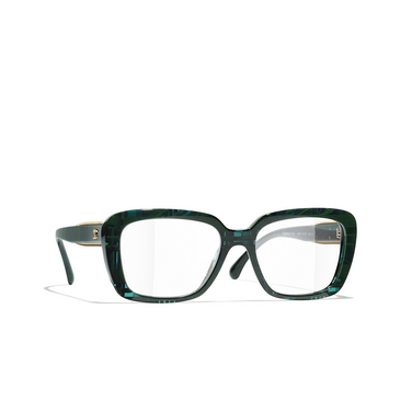 CHANEL square Eyeglasses 1666 dark green