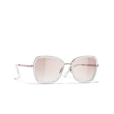 CHANEL square Sunglasses C22613 pink gold - three-quarters view
