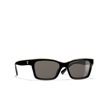 CHANEL square Sunglasses C534/3 black & beige - three-quarters view
