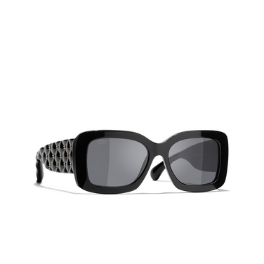 CHANEL rectangle Sunglasses C622T8 black - three-quarters view