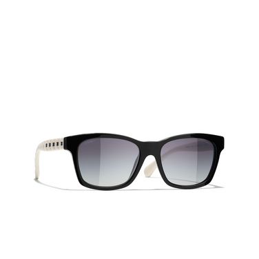 CHANEL square Sunglasses 1656S6 black & white - three-quarters view