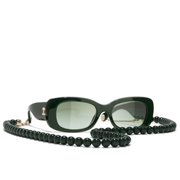 CHANEL rectangle Sunglasses 17028E dark green & gold