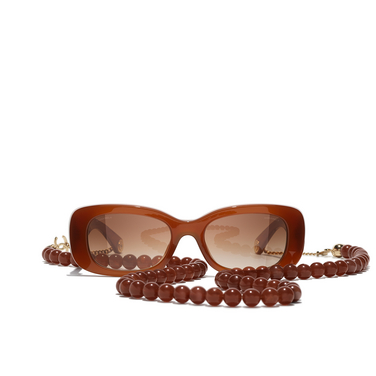 CHANEL rechteckige sonnenbrille 1722S5 brown & gold - Vorderansicht