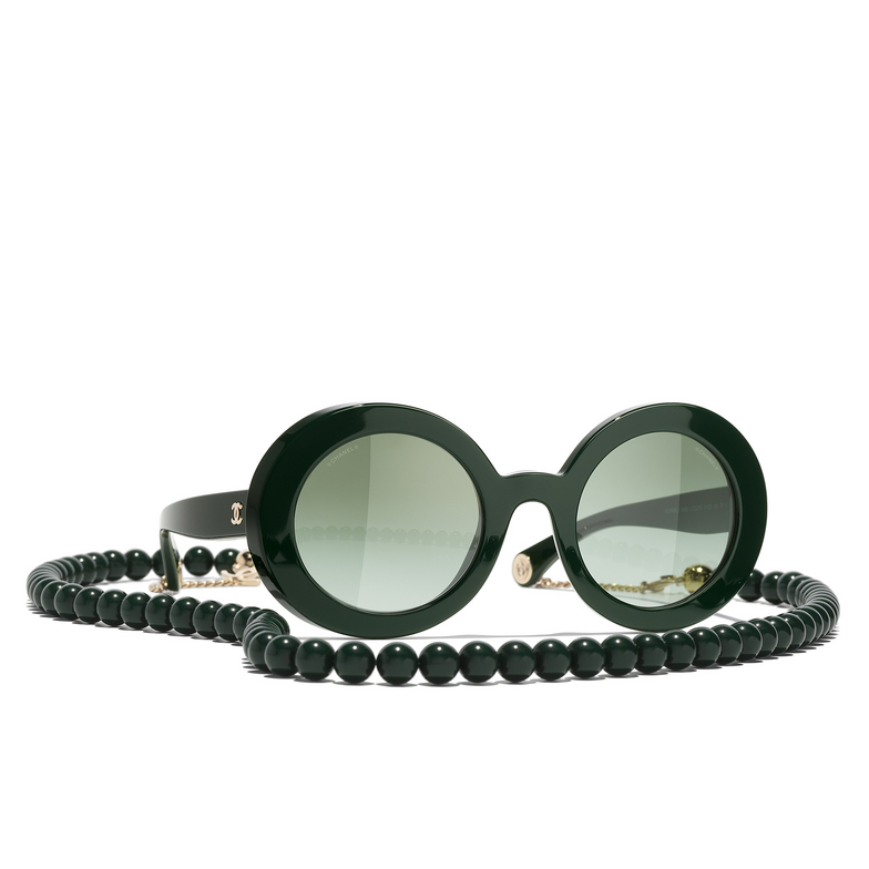 CHANEL round Sunglasses 17028E dark green & gold