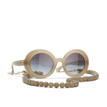 CHANEL round Sunglasses 1719s6 dark beige & gold