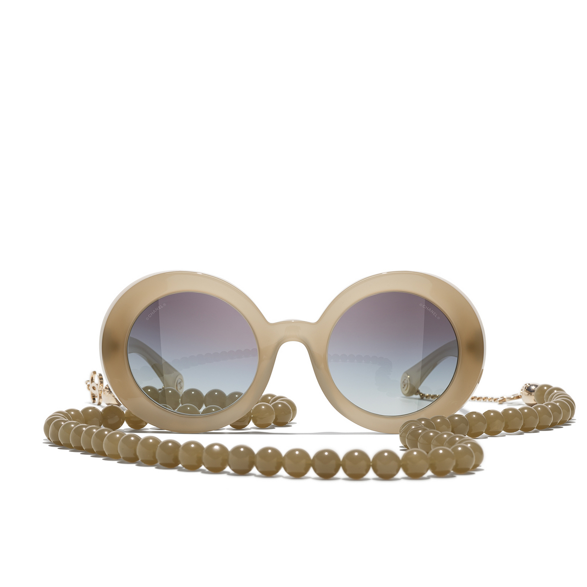 CHANEL round Sunglasses 1719S6 Dark Beige & Gold - front view