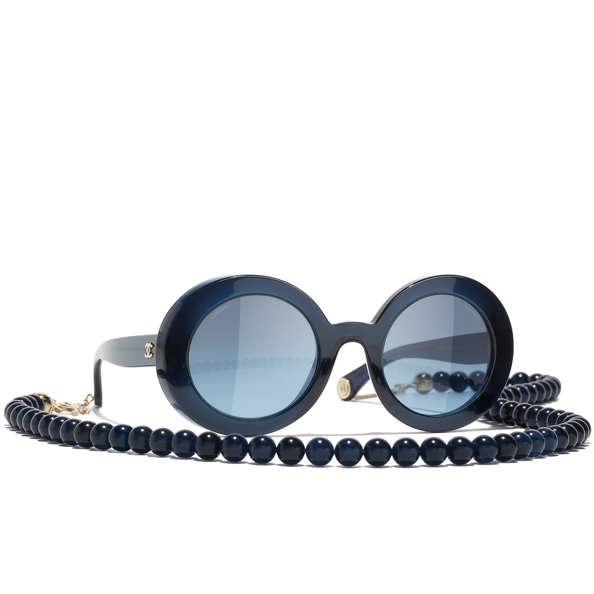 CHANEL round Sunglasses C503S2 Dark Blue & Gold - three-quarters view
