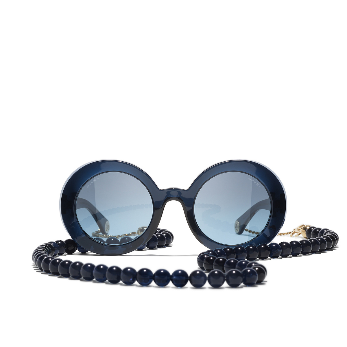 CHANEL round Sunglasses C503S2 Dark Blue & Gold - front view