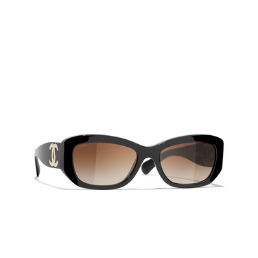 CHANEL rectangle Sunglasses C622S5 black - three-quarters view