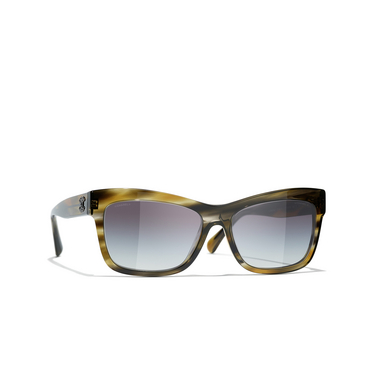 CHANEL rectangle Sunglasses 1729S6 green tortoise & gray - three-quarters view