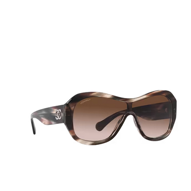 CHANEL shield Sunglasses 1727S5 brown tortoise & gray - three-quarters view