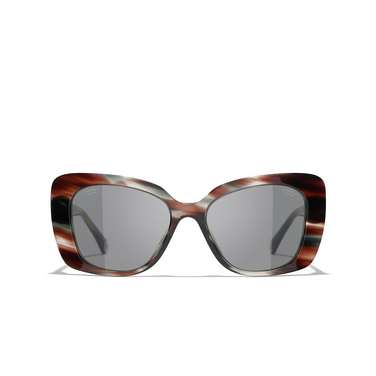 CHANEL rectangle Sunglasses 172748 brown tortoise & grey - front view