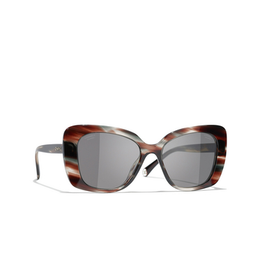 CHANEL rectangle Sunglasses 172748 brown tortoise & grey - three-quarters view