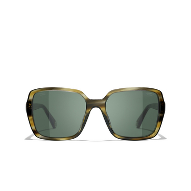 CHANEL square Sunglasses 172958 green tortoise - front view