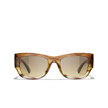 CHANEL rectangle Sunglasses 174511 brown & yellow - front view
