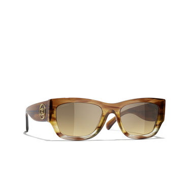 CHANEL rechteckige sonnenbrille 174511 brown & yellow - Dreiviertelansicht