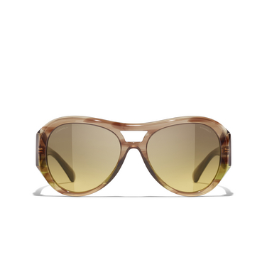 CHANEL pilot Sunglasses 174311 khaki & brown - front view