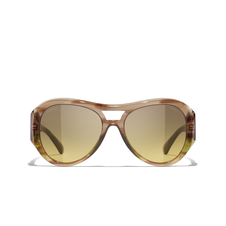 CHANEL pilot Sunglasses 174311 khaki & brown