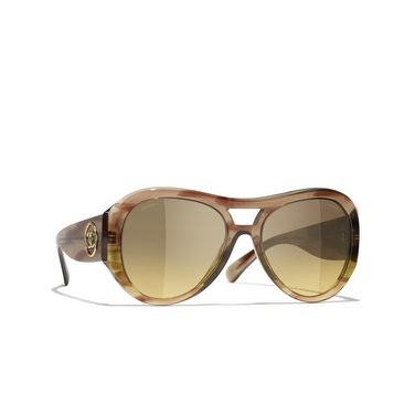 CHANEL pilotensonnenbrille 174311 khaki & brown - Dreiviertelansicht