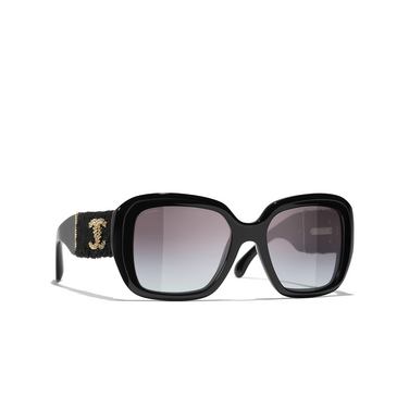 CHANEL square Sunglasses C622S6 black & gold - three-quarters view