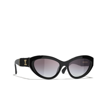 Gafas de sol ojo de gato CHANEL C622S6 black & gold - Vista tres cuartos