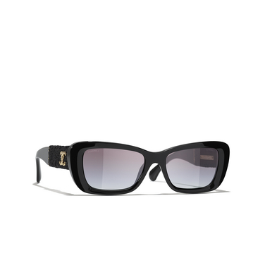 CHANEL rectangle Sunglasses C622S6 black & gold - three-quarters view