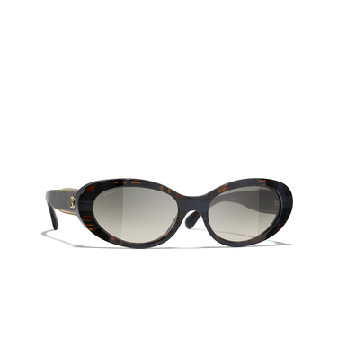 CHANEL oval Sunglasses 166771 black - three-quarters view