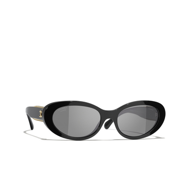 CHANEL oval Sunglasses c62248 black - three-quarters view