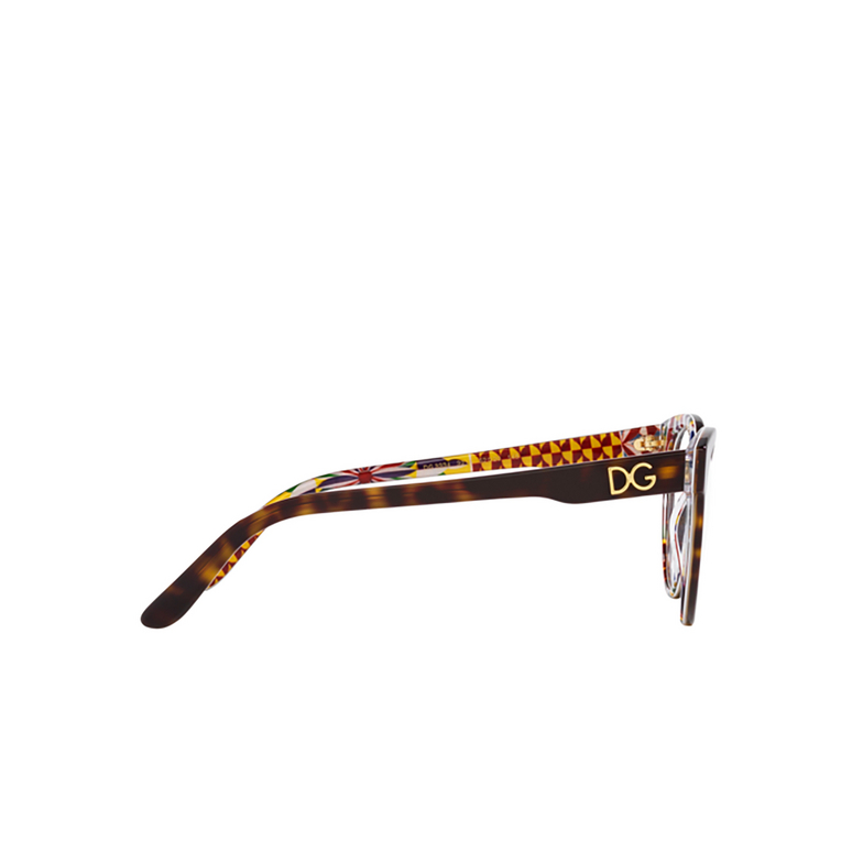 Dolce & Gabbana DG3334 Eyeglasses 3217 havana on white barrow - 3/4