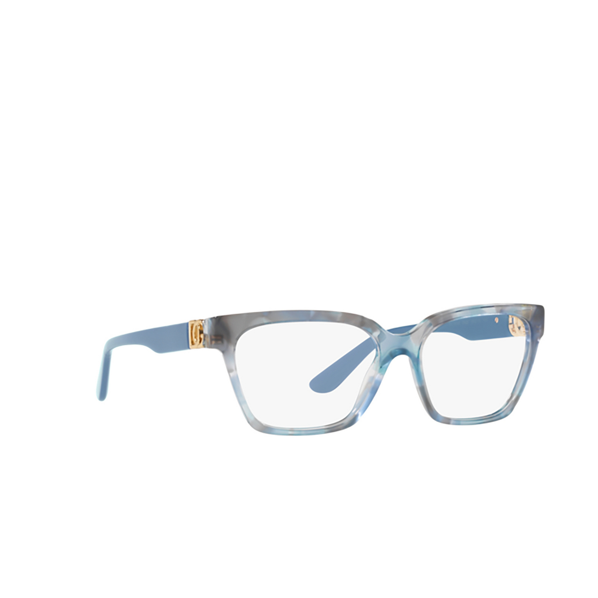 Dolce & Gabbana DG3343 Eyeglasses 3320 Havana Transparent Blue - three-quarters view
