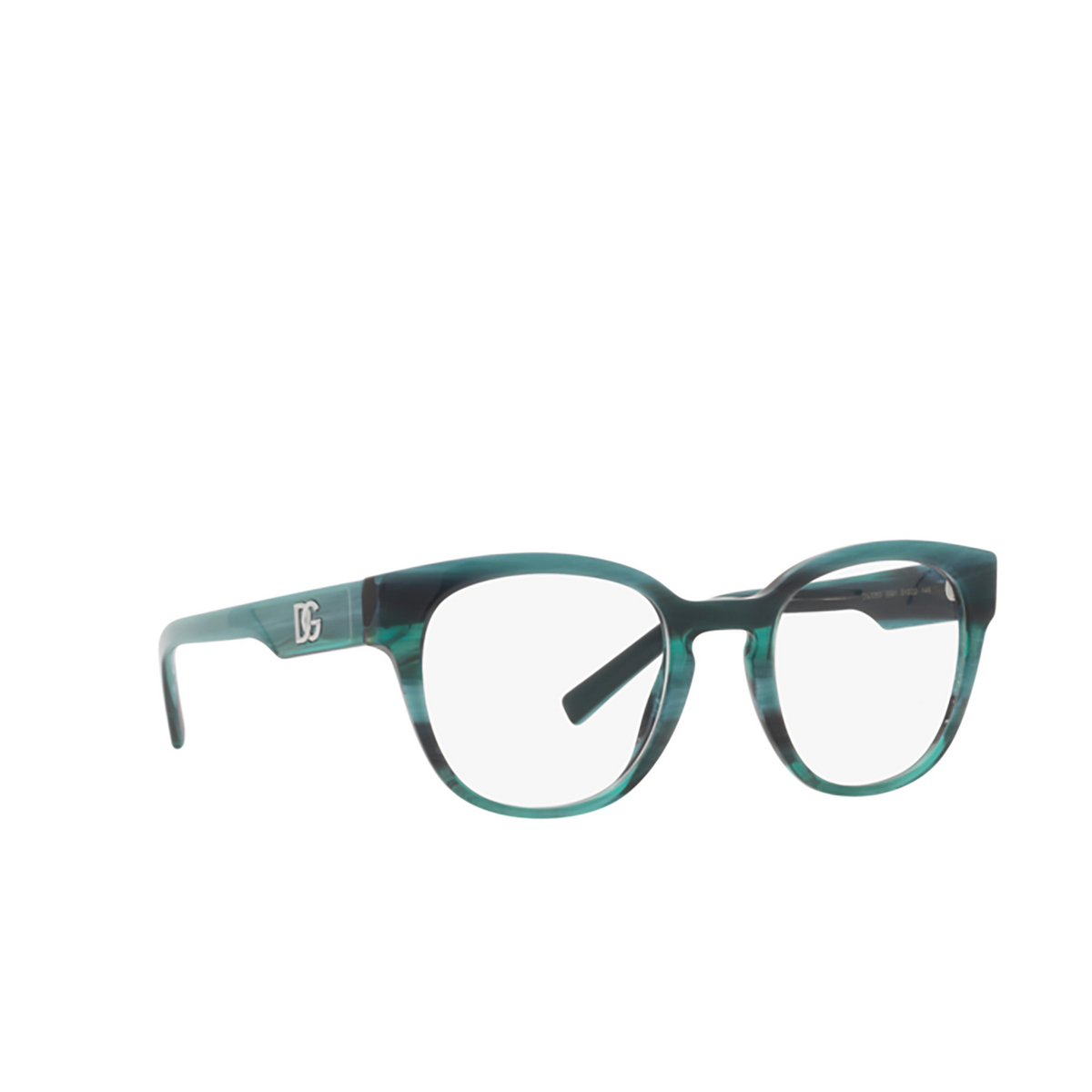 Dolce & Gabbana DG3350 Eyeglasses 3391 Blue Horn - three-quarters view