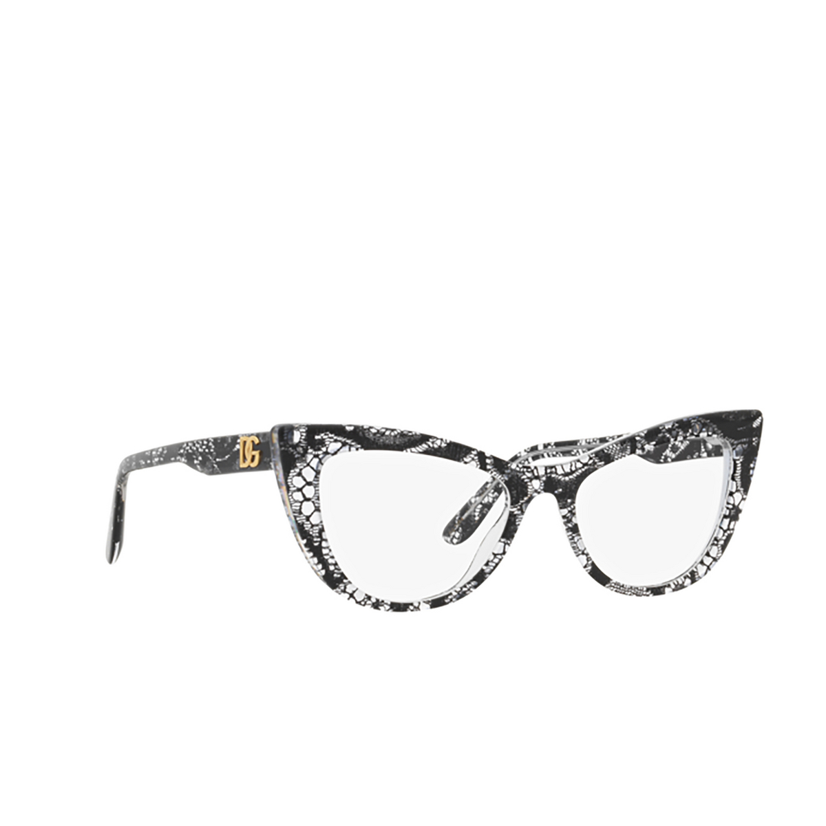 Dolce & Gabbana DG3354 Eyeglasses 3152 Black lace - three-quarters view