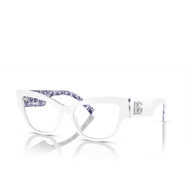 Dolce & Gabbana DG3378 Eyeglasses 3371 white on blue maiolica - three-quarters view
