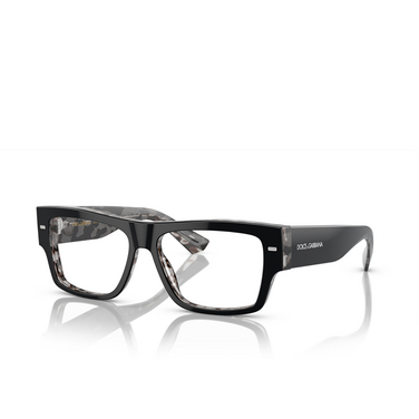 Dolce & Gabbana DG3379 Eyeglasses 3403 black on grey havana - three-quarters view