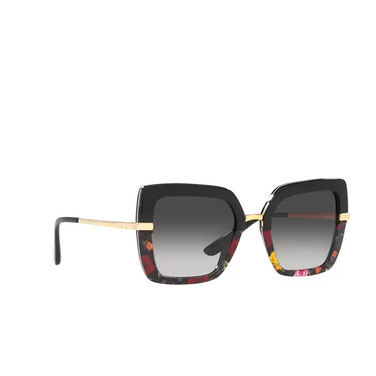 Dolce & Gabbana DG4373 Sunglasses 34008G black on winter flowers print - three-quarters view