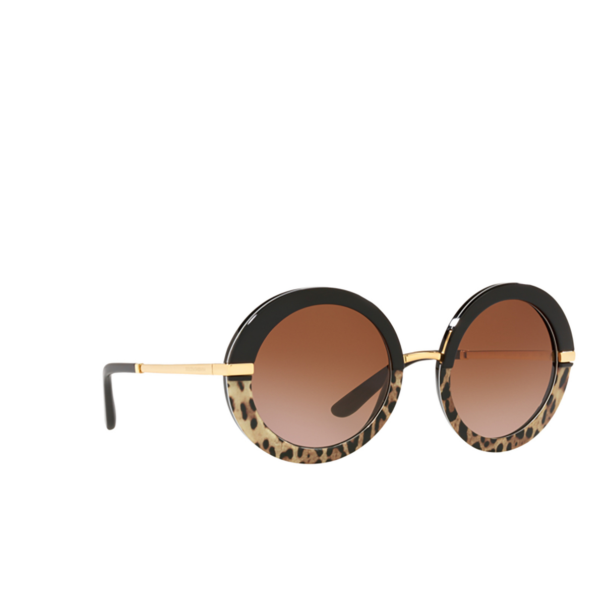 Dolce & Gabbana DG4393 Sunglasses 324413 Black/leo print - three-quarters view