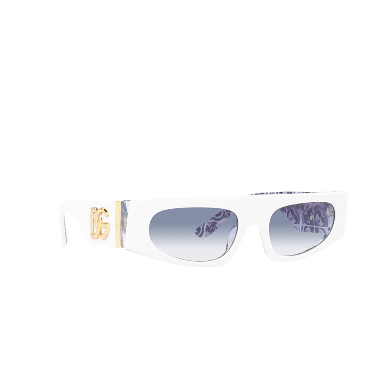 Dolce & Gabbana DG4411 Sunglasses 337119 White On Blue Maiolica - three-quarters view